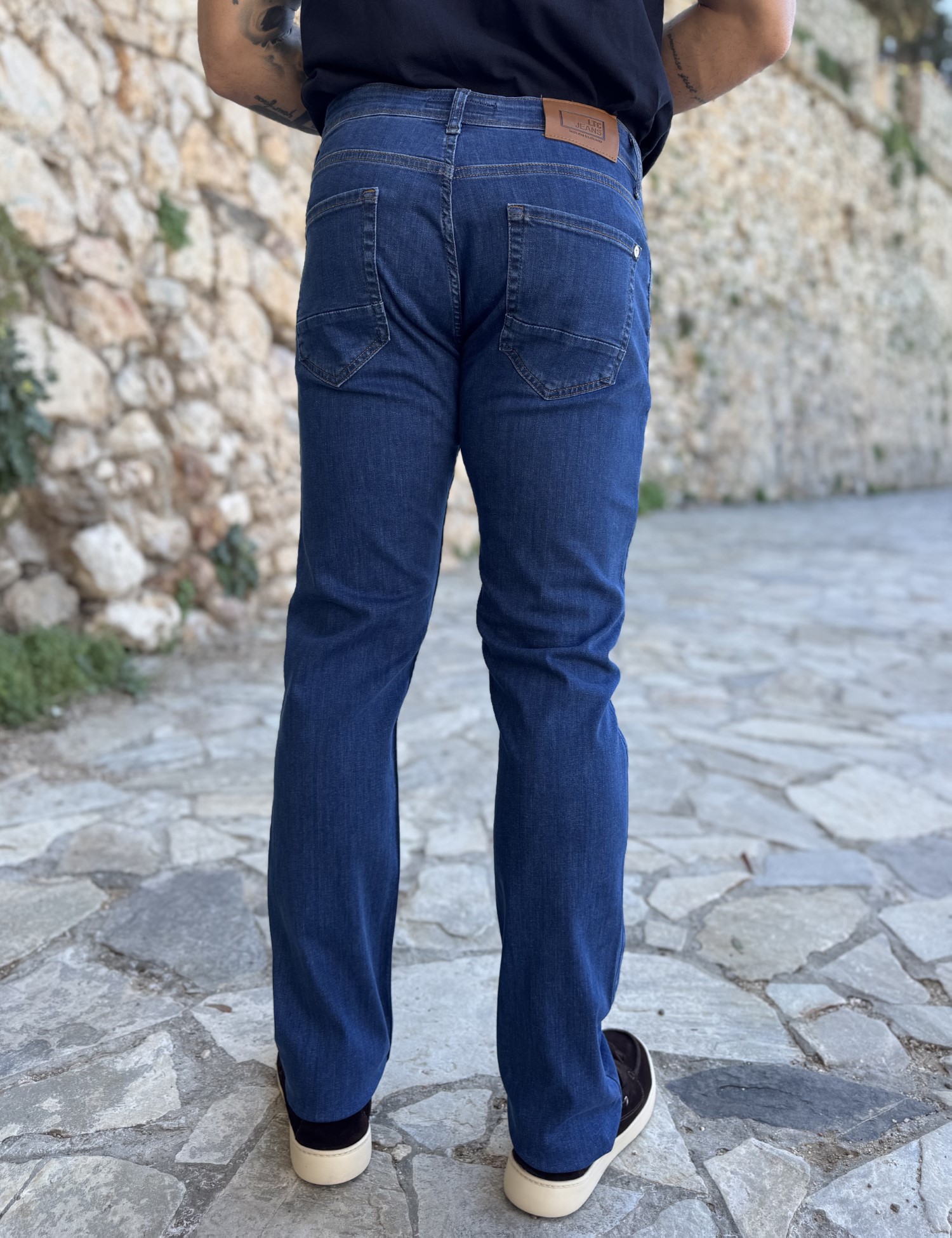 Ανδρικό μπλε τζιν ελαστικό σε ίσια γραμμή με φερμουάρ LC18002 φωτογραφία